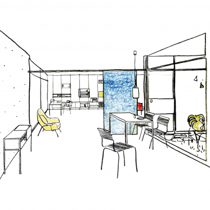 Dieter Rams&#8217;s 1955 sketch showing 606 Universal Shelving System