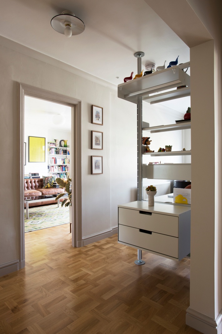 If there’s no wall space in your hallway, the system may be compressed between floor and ceiling
