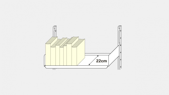 رف 22 سم مع الكتب المخزنة عليه