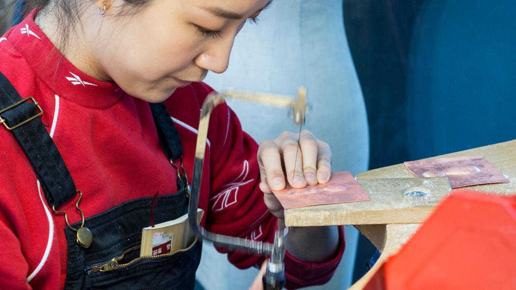 CSM jewellery design students work on pieces for Vitsoe exhibition during Munich Jewellery Week, Schmuck and Munich Creative Business Week (MCBW)