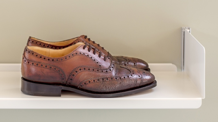 Tony Chambers’ 30-year-old Church’s shoes at Vitsœ’s exhibition ‘A sense of belongings’ during London Design Festival 2018