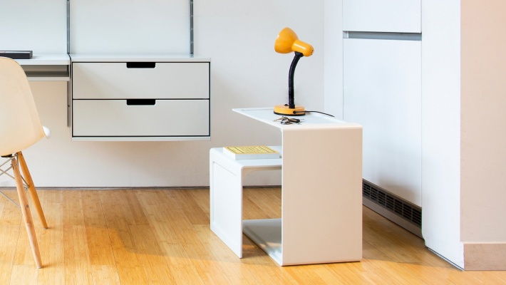 Vitsœ 621 side table. Nesting pair in off-white. Durable, modern, versatile, stylish. Dieter Rams  furniture design.
