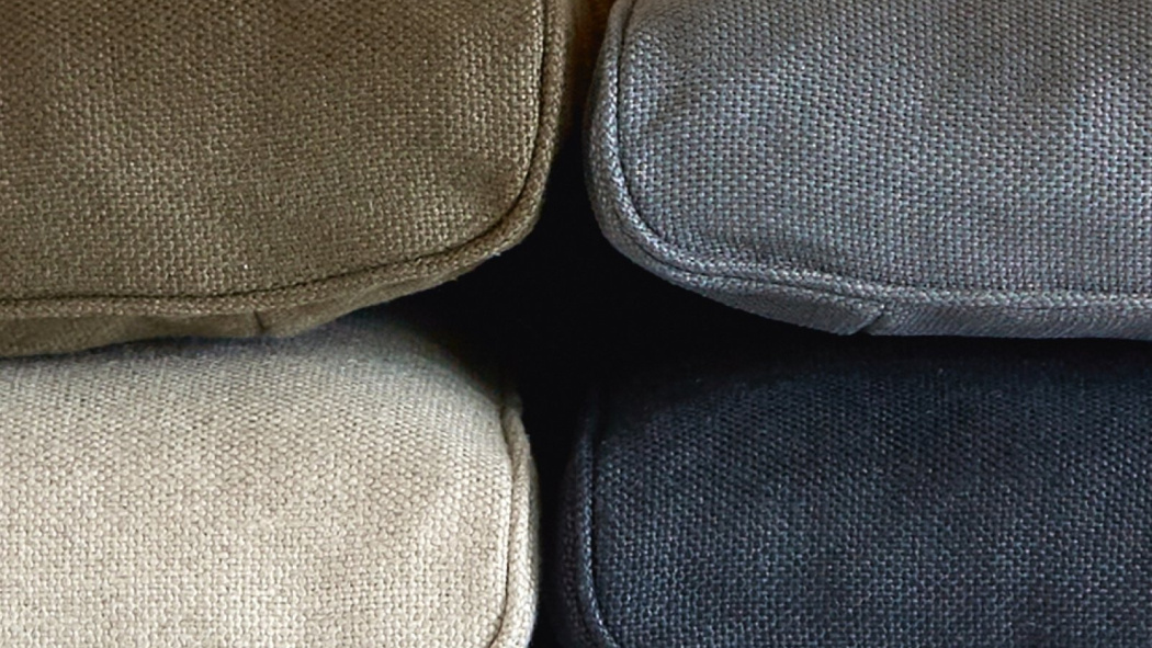 Plain-weave linen for 620 Chair cushions: Loden, Grey, Flax and marine